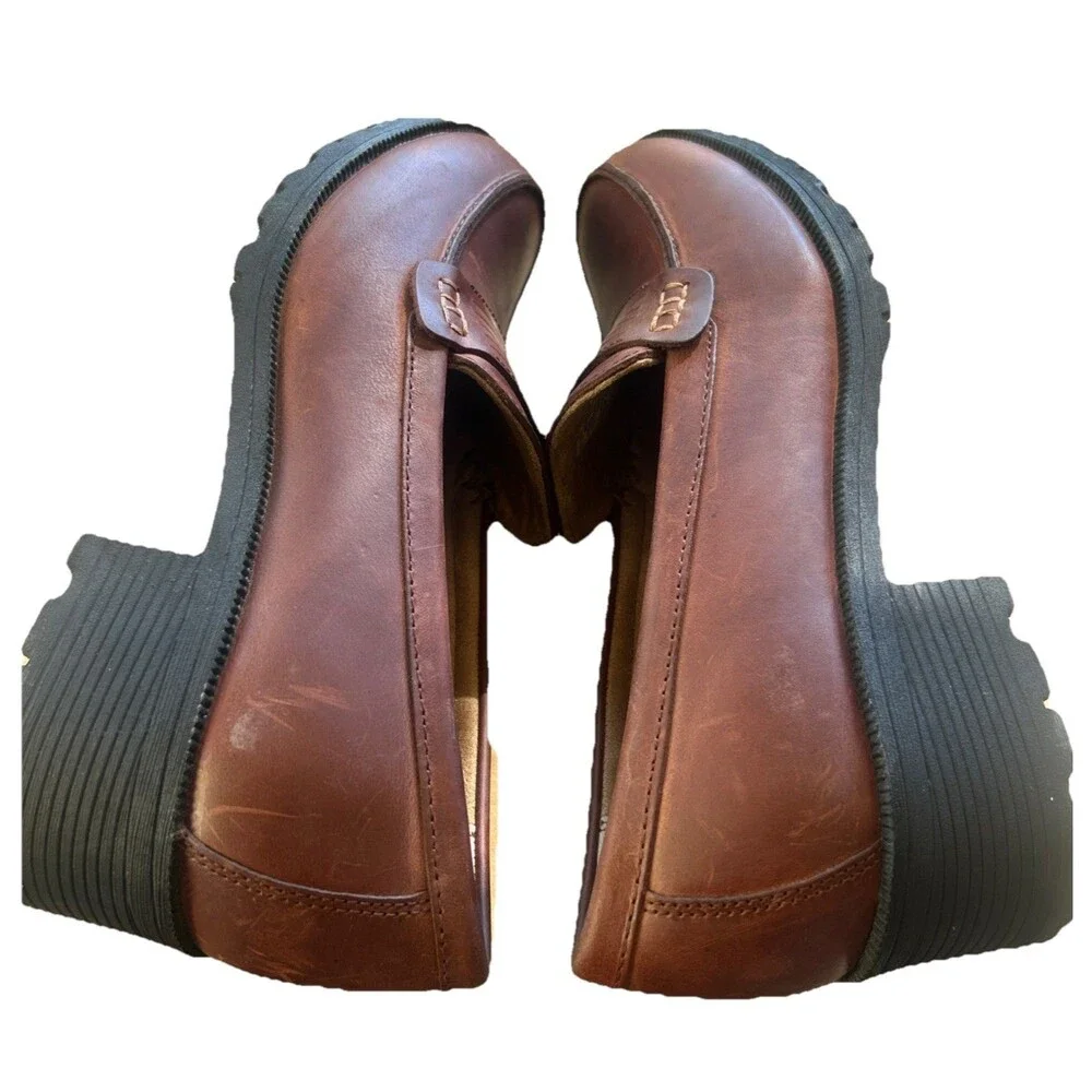 Eastland Newbury Womens 11M Leather Brown Penny Loafers Chunky Block Heel Y2K